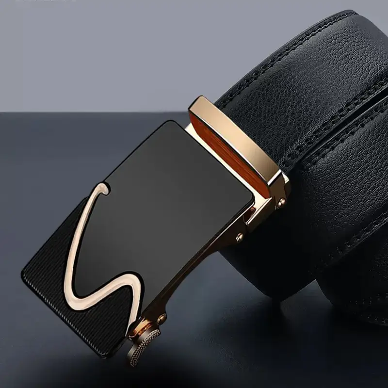 Men's Black Gold Automatic Buckle Belt - Image 4