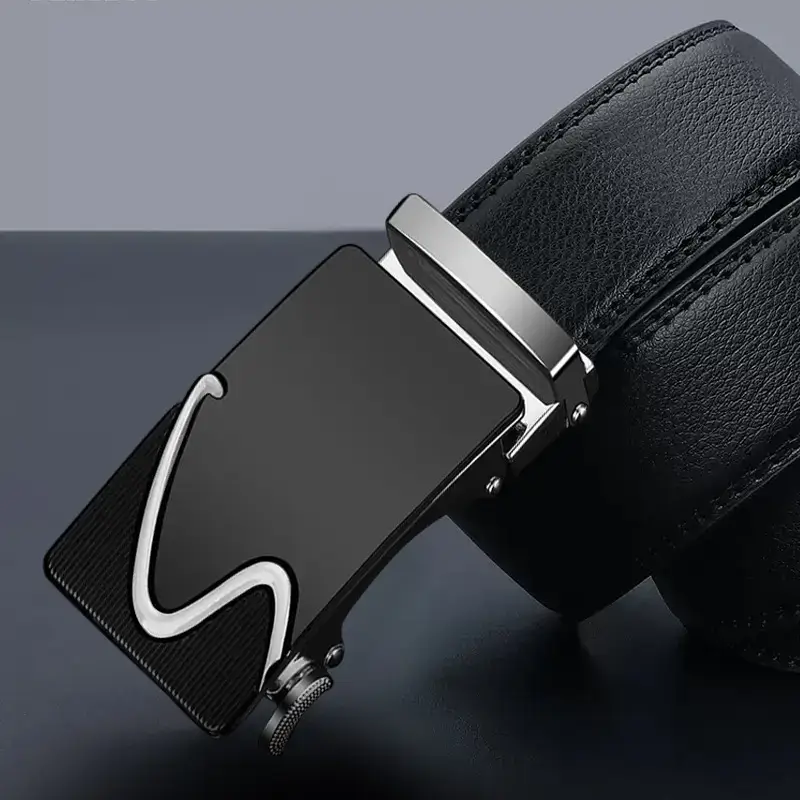 Men's Black Gold Automatic Buckle Belt - Image 5