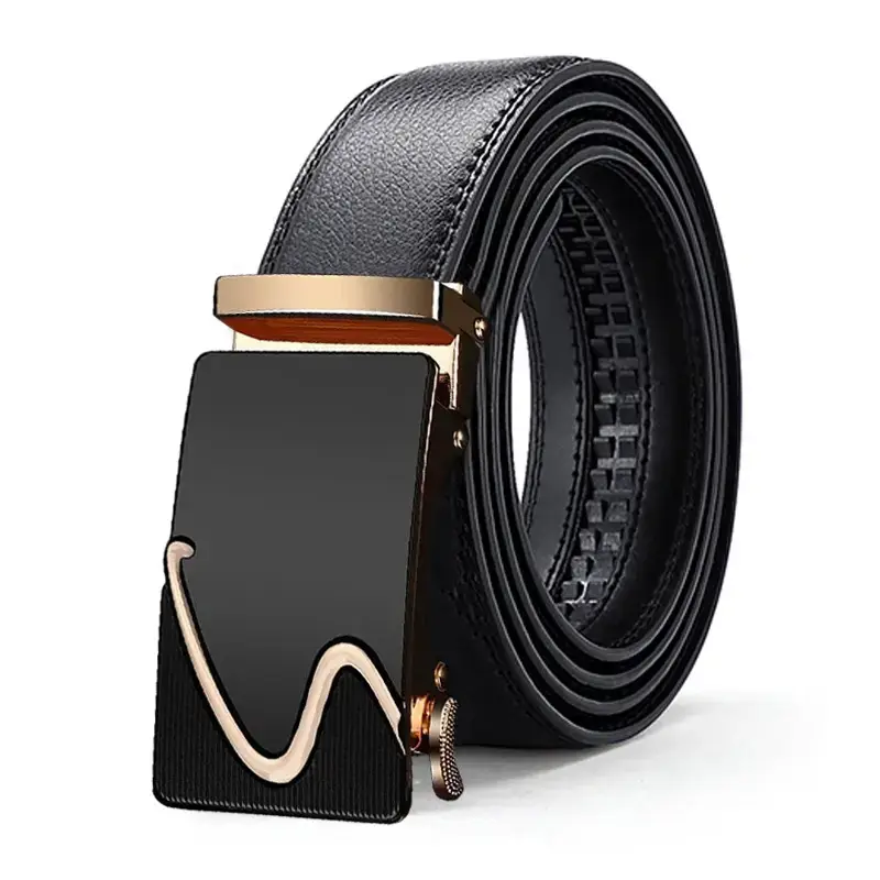 Men's Black Gold Automatic Buckle Belt