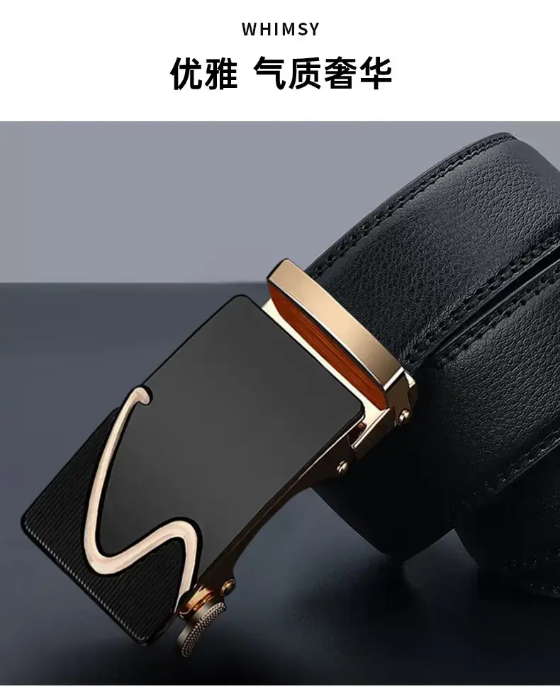 Men's Black Gold Automatic Buckle Belt β feature 3