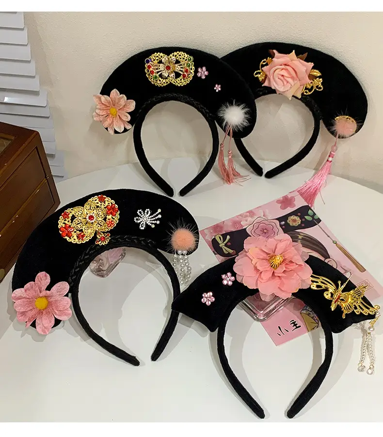 Female Hair Hoop with Empress Design and Pink Tassels — feature 47
