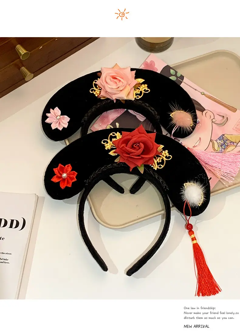 Female Hair Hoop with Empress Design and Pink Tassels — feature 48