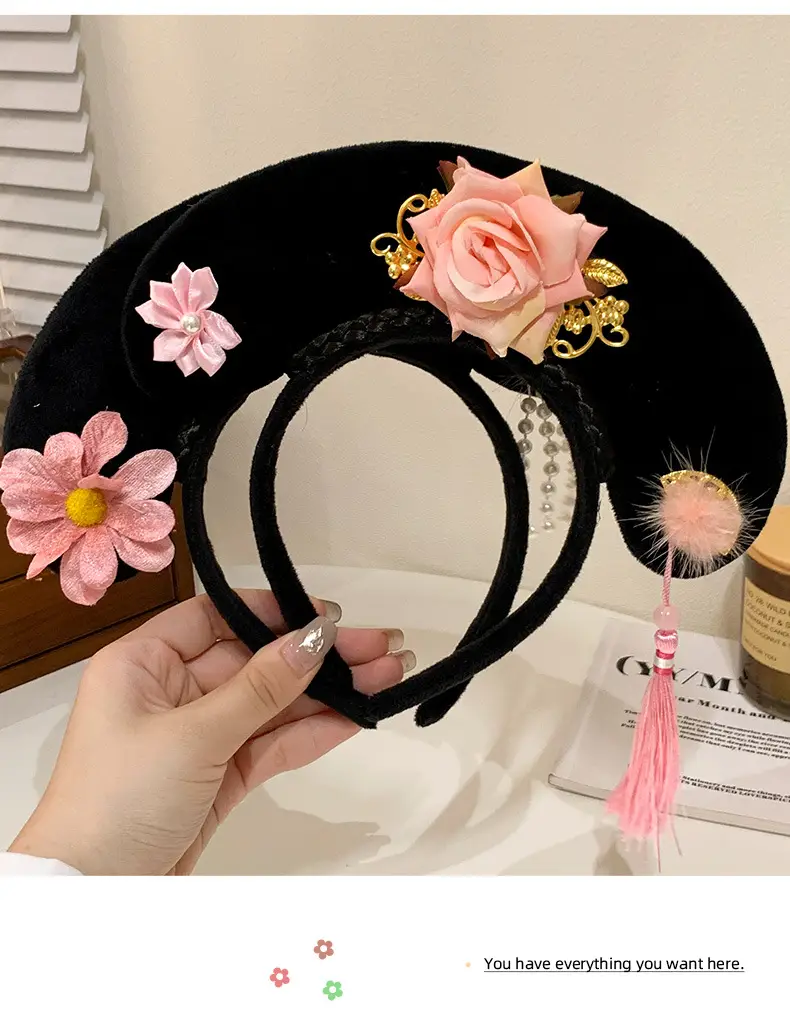 Female Hair Hoop with Empress Design and Pink Tassels — feature 49
