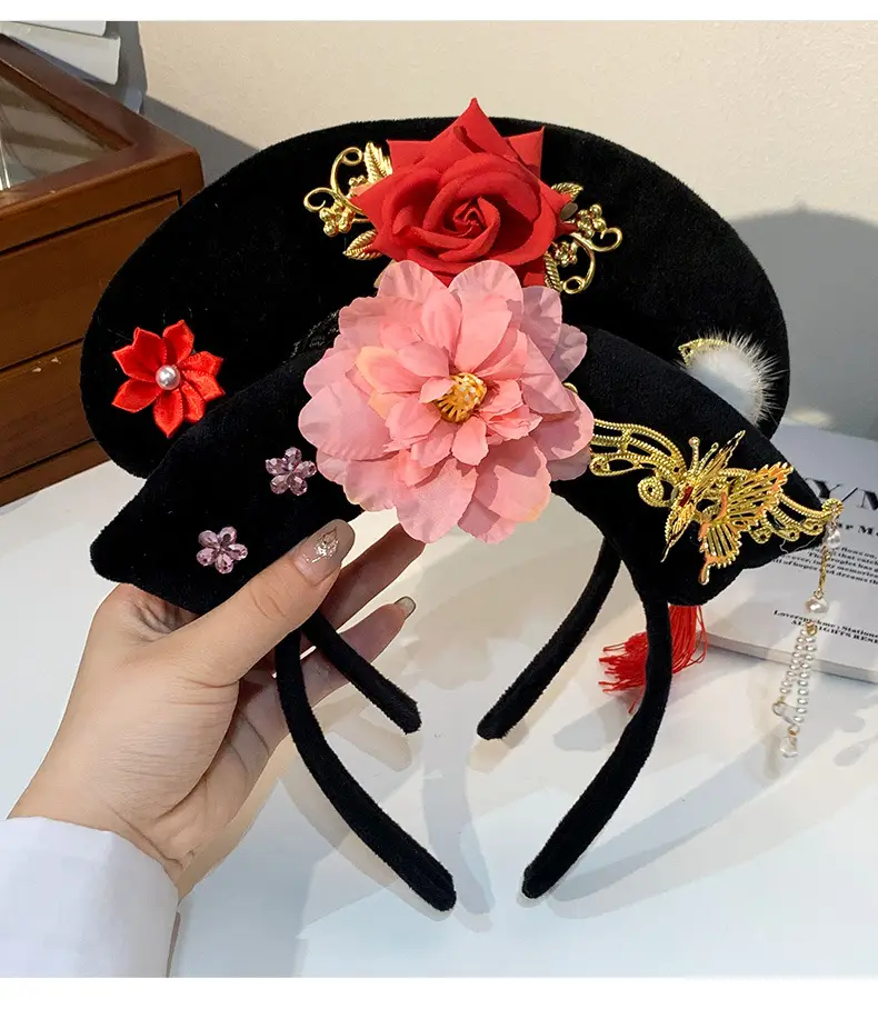 Female Hair Hoop with Empress Design and Pink Tassels — feature 50
