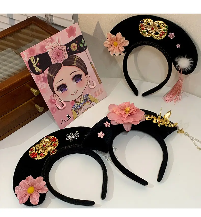 Female Hair Hoop with Empress Design and Pink Tassels — feature 54