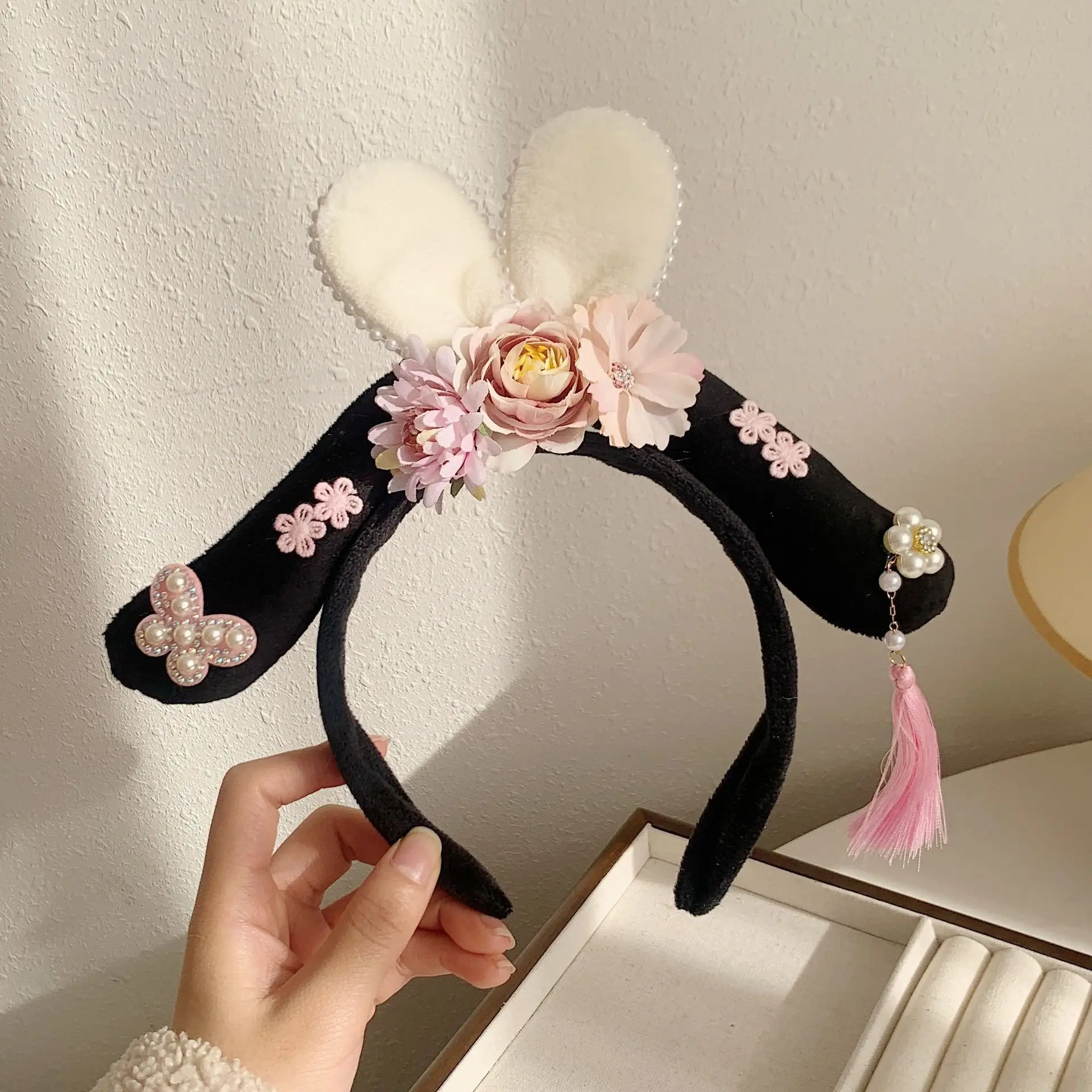 Female Hair Hoop with Empress Design and Pink Tassels - Image 19