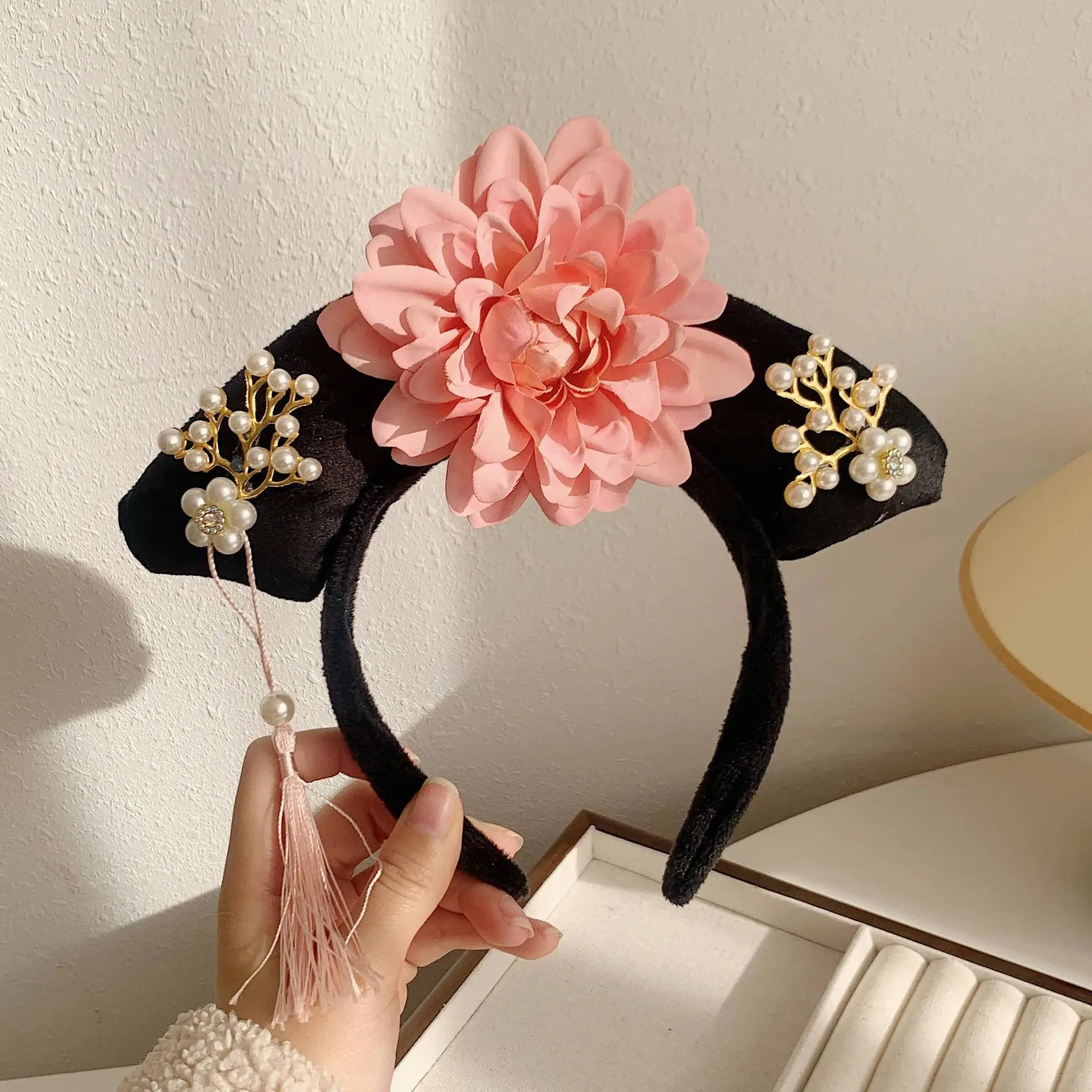 Female Hair Hoop with Empress Design and Pink Tassels - Image 21