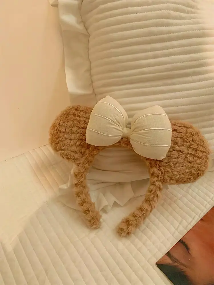 Women's Bow Shirts Hair Band Plush Cartoon Face Wash — feature 4