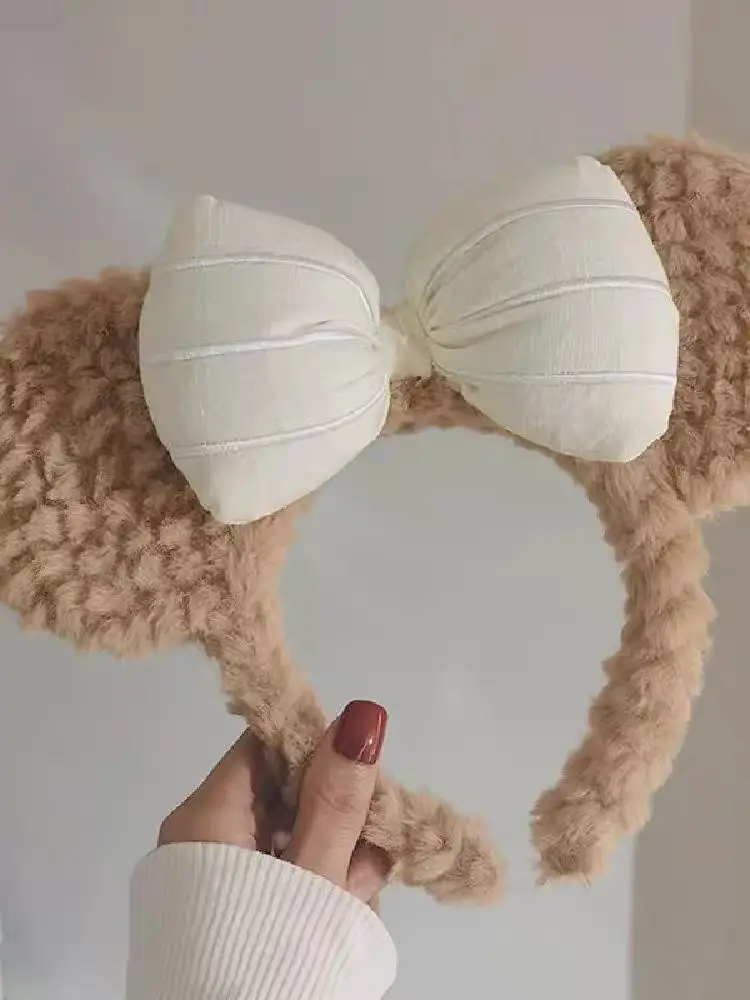 Women's Bow Shirts Hair Band Plush Cartoon Face Wash — feature 5