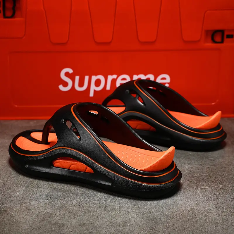 Men's White EVA Sandals with Orange Sole