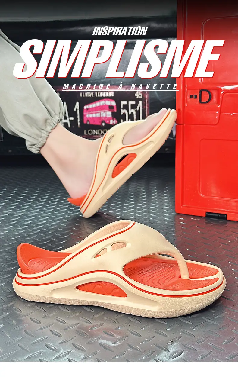 Men's White EVA Sandals with Orange Sole — feature 1