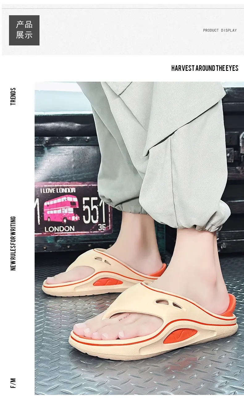 Men's White EVA Sandals with Orange Sole — feature 10