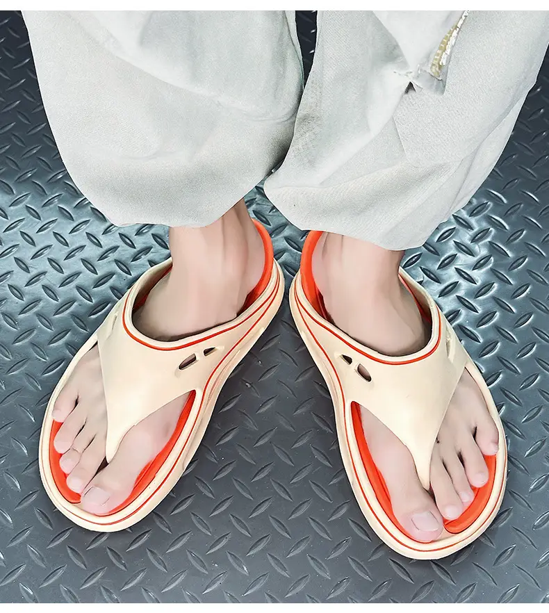 Men's White EVA Sandals with Orange Sole — feature 11