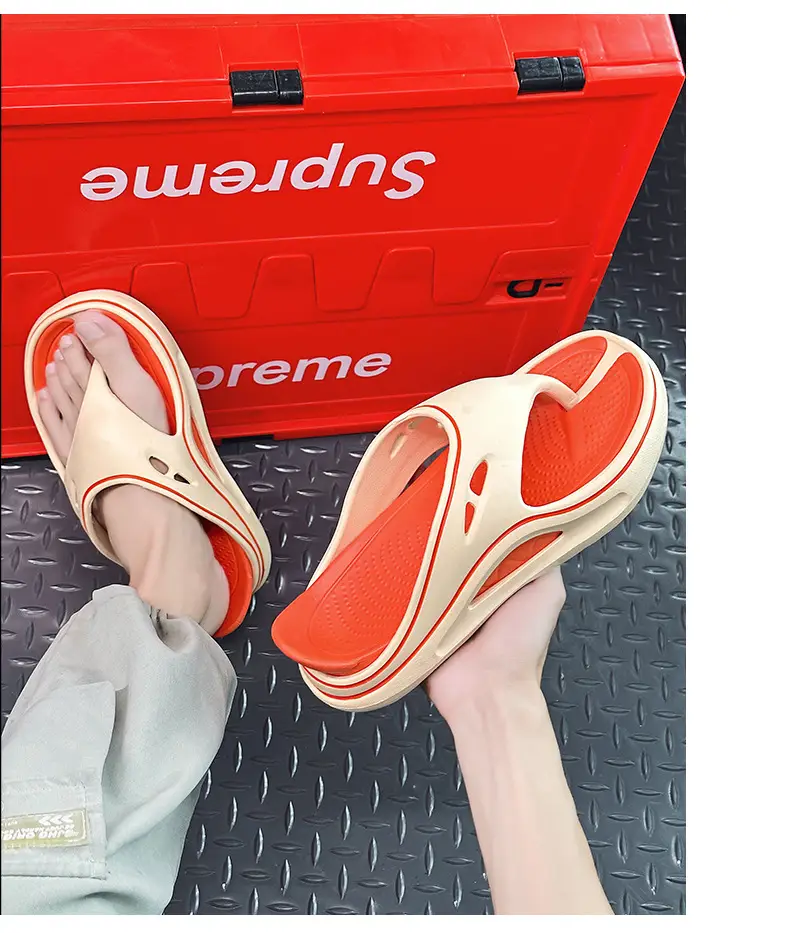 Men's White EVA Sandals with Orange Sole — feature 12