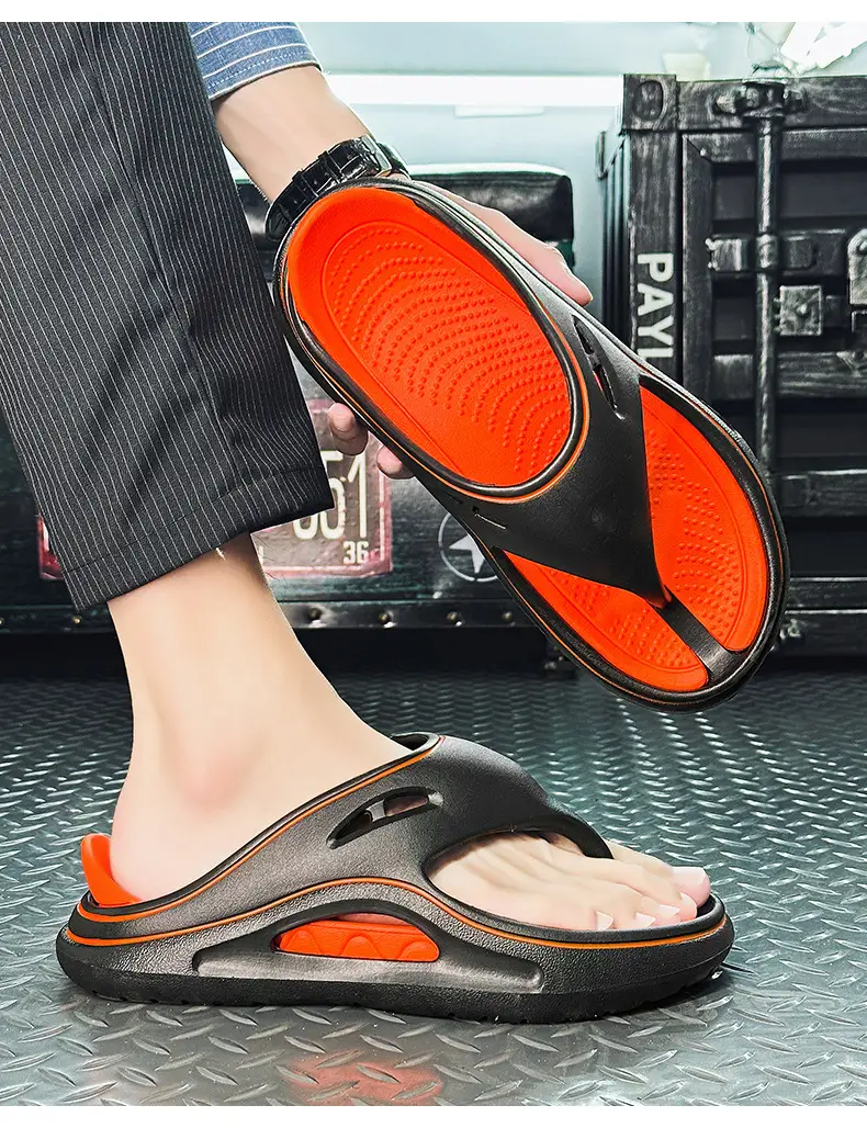 Men's White EVA Sandals with Orange Sole — feature 14