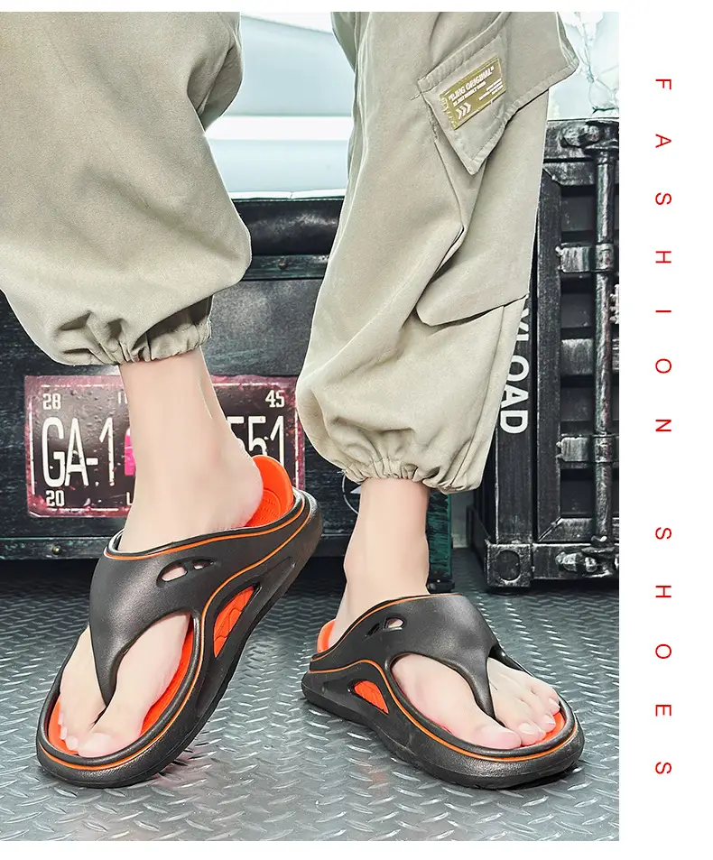 Men's White EVA Sandals with Orange Sole — feature 15