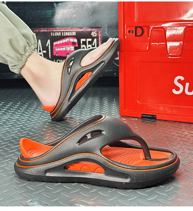 Men's White EVA Sandals with Orange Sole — feature 16