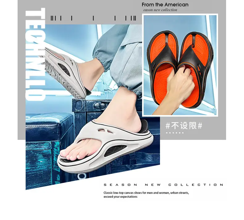Men's White EVA Sandals with Orange Sole — feature 3