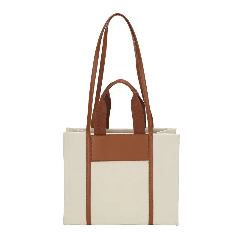 Retro Canvas Commuter Tote Bag Black Brown