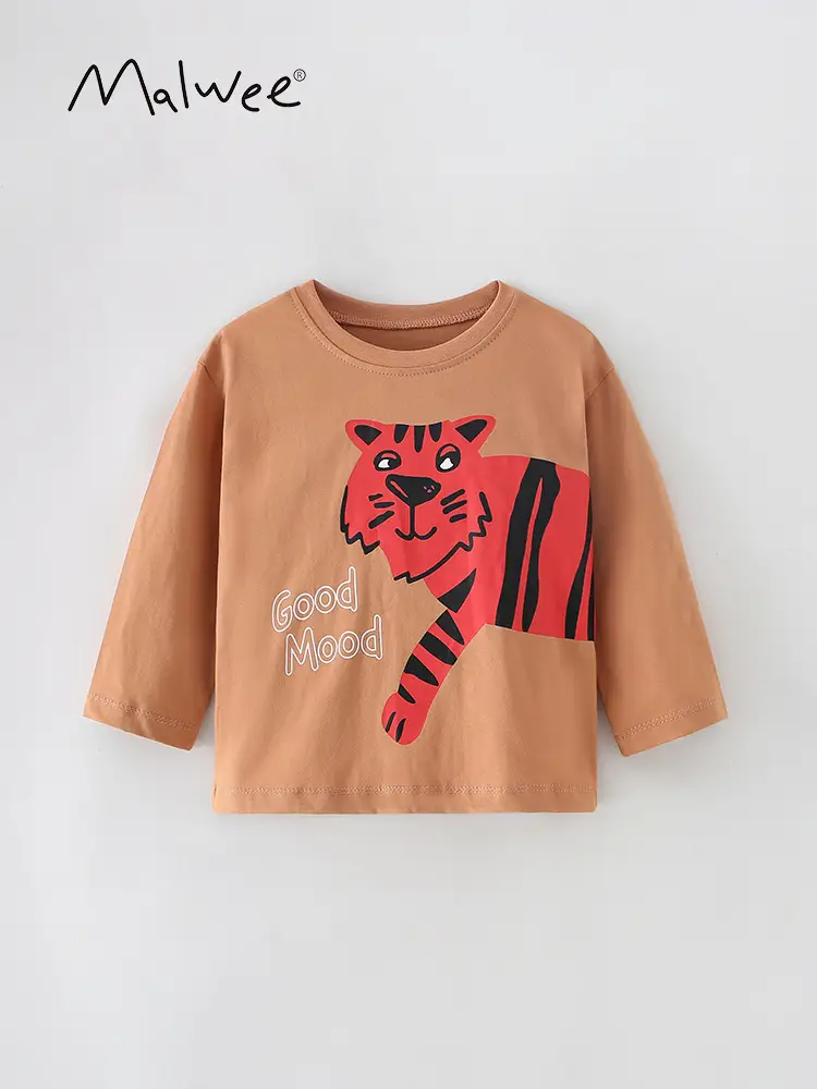 Malwee Boys T-Shirt Red Tiger Print Autumn Wear - Image 5