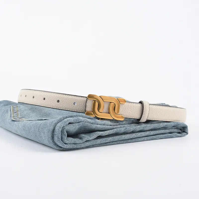 Women's Two-Sided Cowhide Belt with Litchi Pattern - Image 15