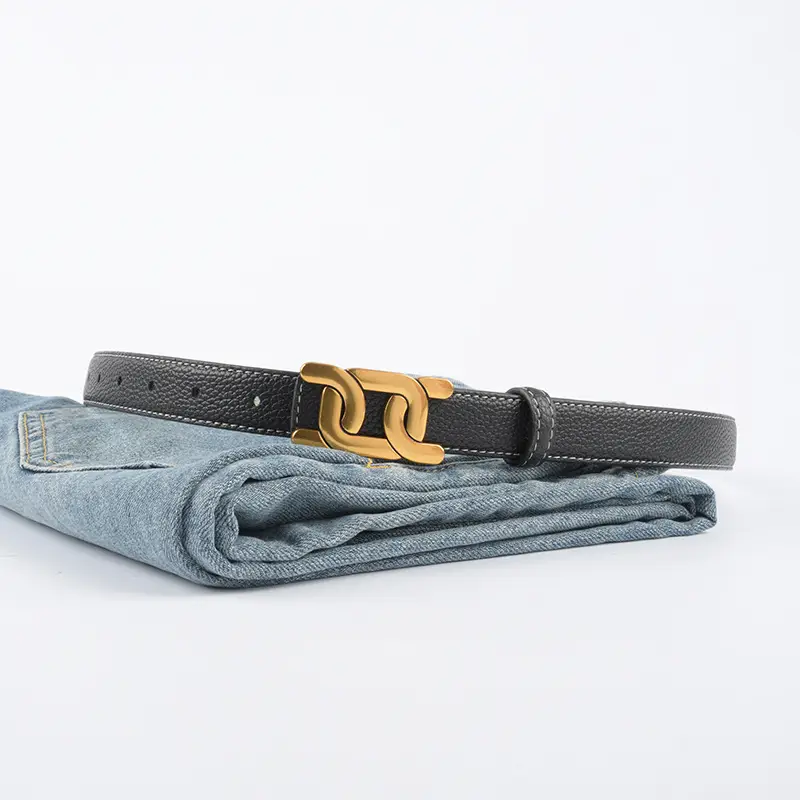 Women's Two-Sided Cowhide Belt with Litchi Pattern - Image 16