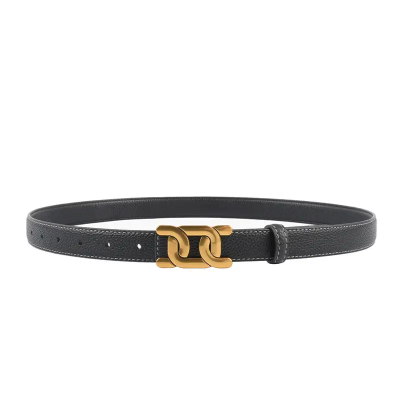Women's Two-Sided Cowhide Belt with Litchi Pattern - Image 17
