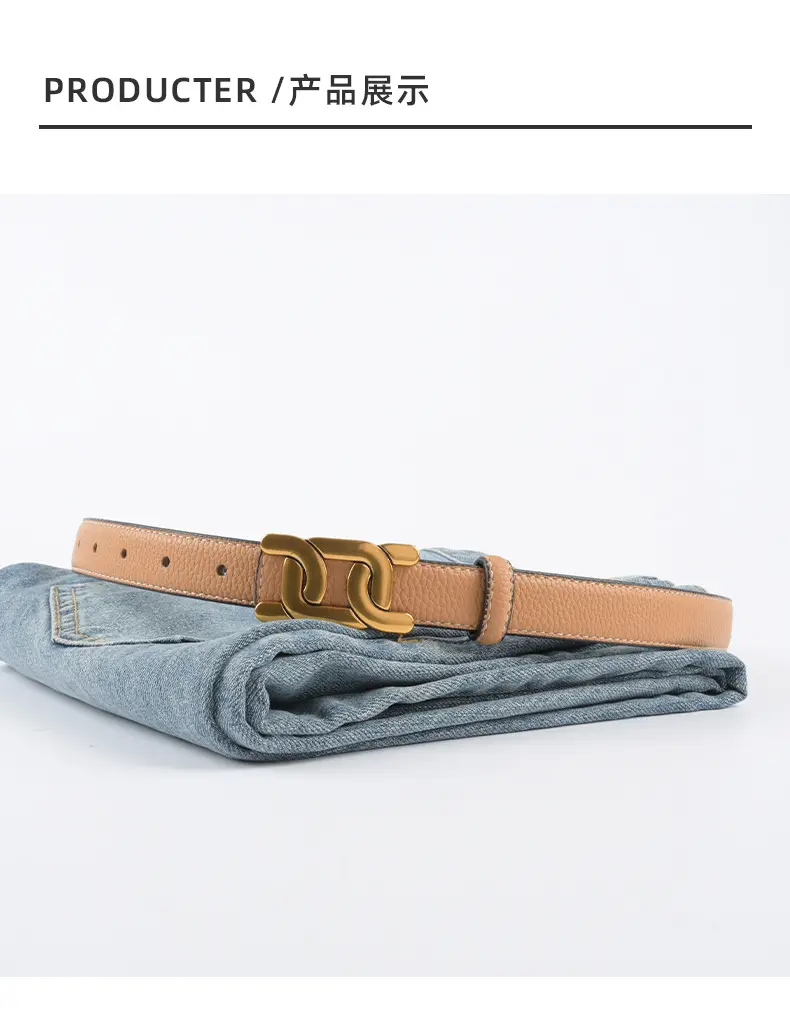 Women's Two-Sided Cowhide Belt with Litchi Pattern — feature 10