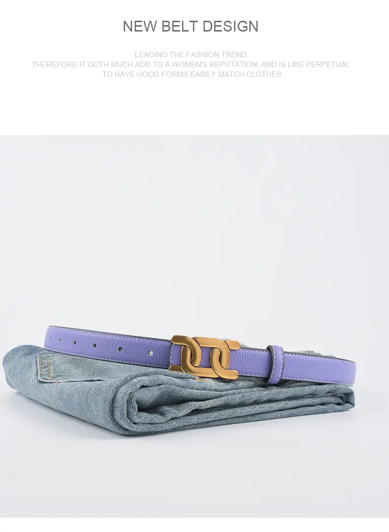Women's Two-Sided Cowhide Belt with Litchi Pattern — feature 11