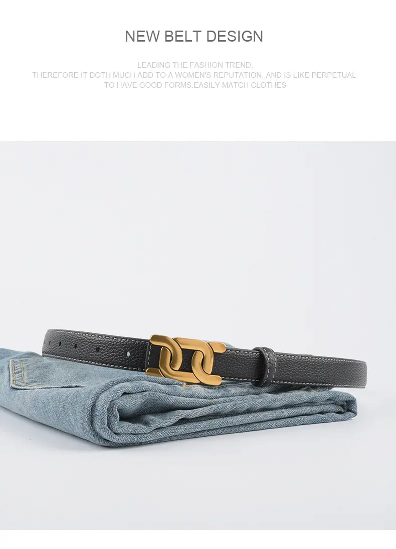 Women's Two-Sided Cowhide Belt with Litchi Pattern — feature 12
