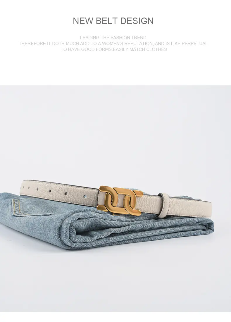 Women's Two-Sided Cowhide Belt with Litchi Pattern — feature 13