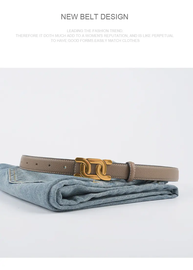 Women's Two-Sided Cowhide Belt with Litchi Pattern — feature 14