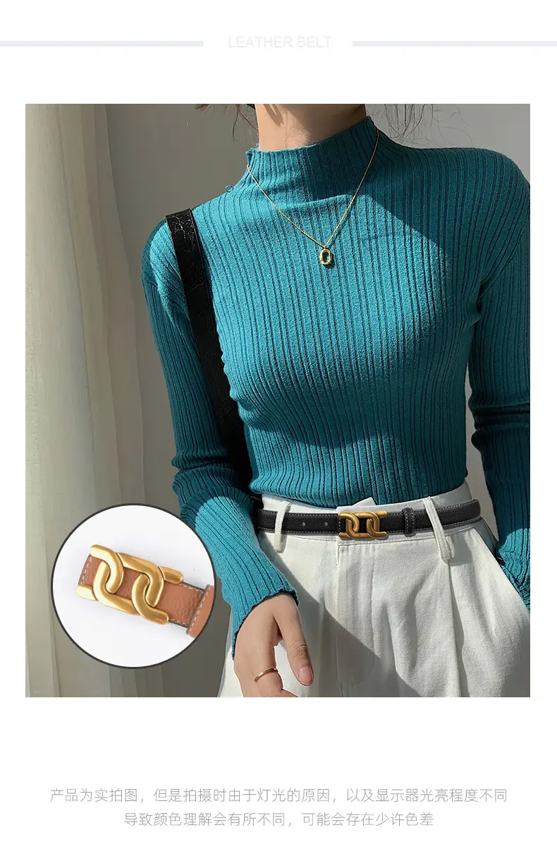 Women's Two-Sided Cowhide Belt with Litchi Pattern — feature 2