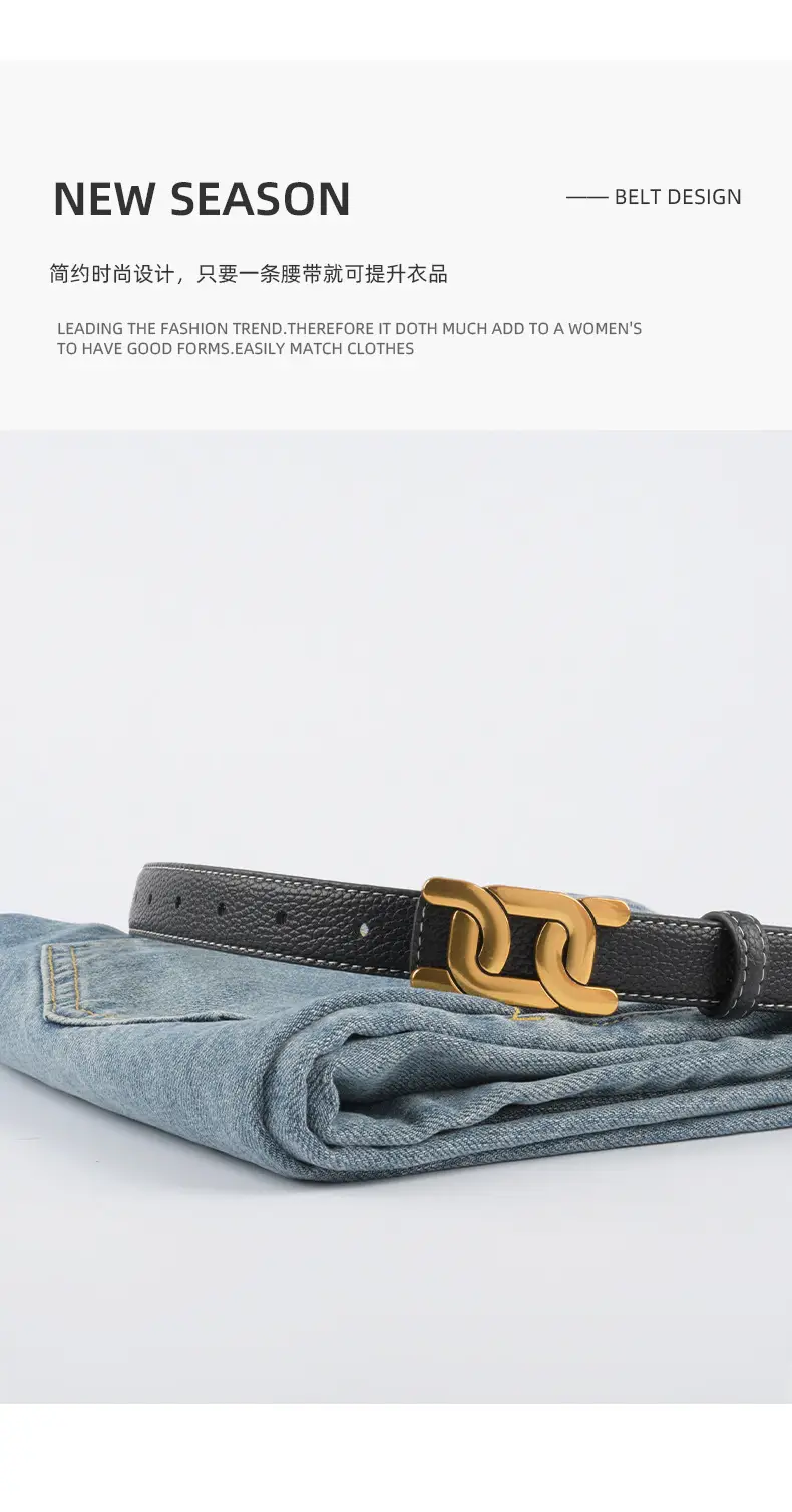Women's Two-Sided Cowhide Belt with Litchi Pattern — feature 5