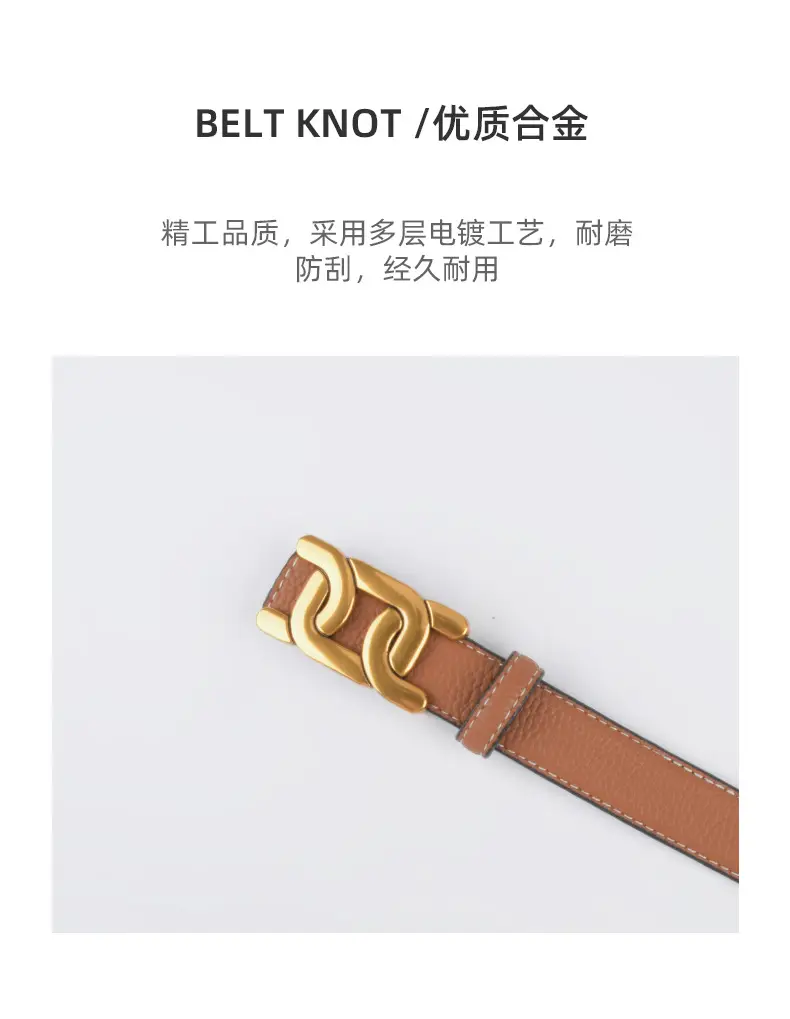 Women's Two-Sided Cowhide Belt with Litchi Pattern — feature 7