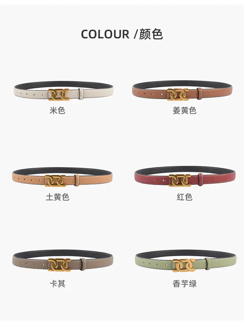 Women's Two-Sided Cowhide Belt with Litchi Pattern — feature 9