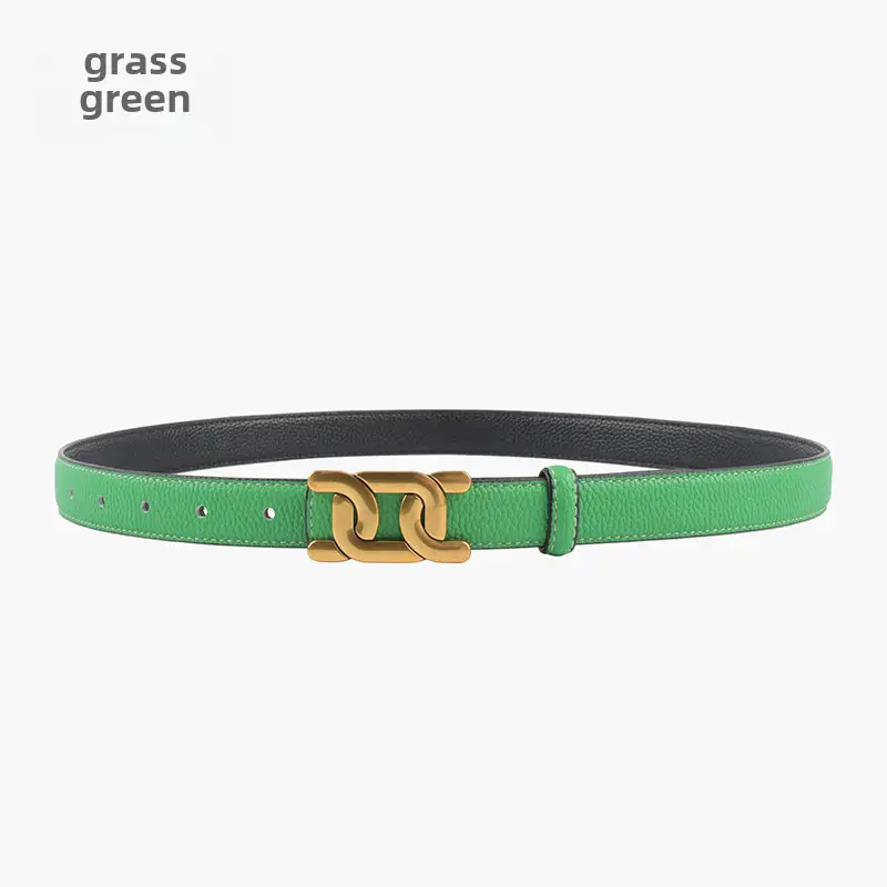 Women's Two-Sided Cowhide Belt with Litchi Pattern - Image 10