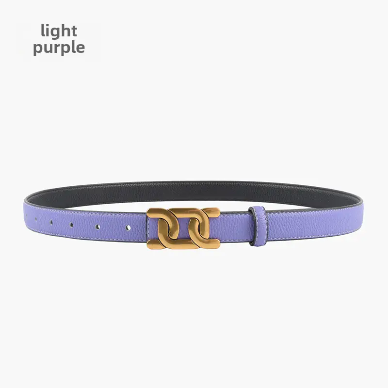 Women's Two-Sided Cowhide Belt with Litchi Pattern - Image 11