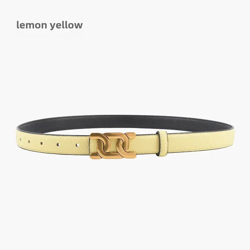 Women's Two-Sided Cowhide Belt with Litchi Pattern - Image 12