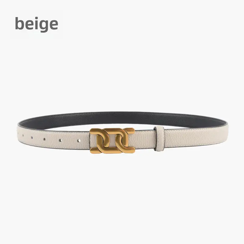 Women's Two-Sided Cowhide Belt with Litchi Pattern - Image 2