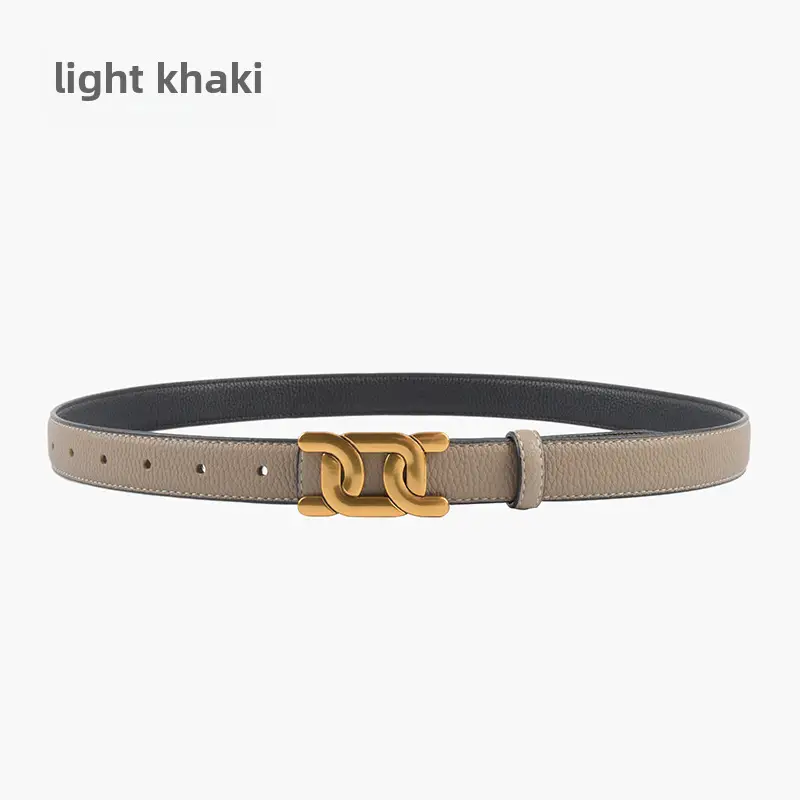 Women's Two-Sided Cowhide Belt with Litchi Pattern - Image 4