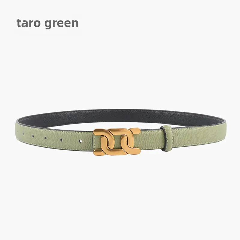 Women's Two-Sided Cowhide Belt with Litchi Pattern - Image 5