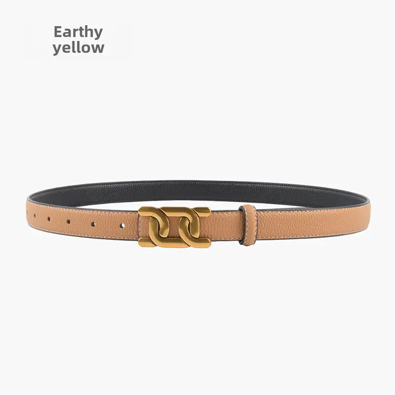 Women's Two-Sided Cowhide Belt with Litchi Pattern - Image 7