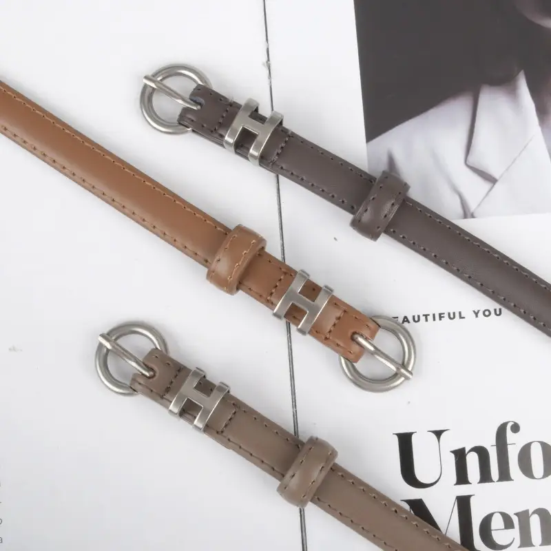 Thin Genuine Leather Belt for Women Light Blue - Image 13