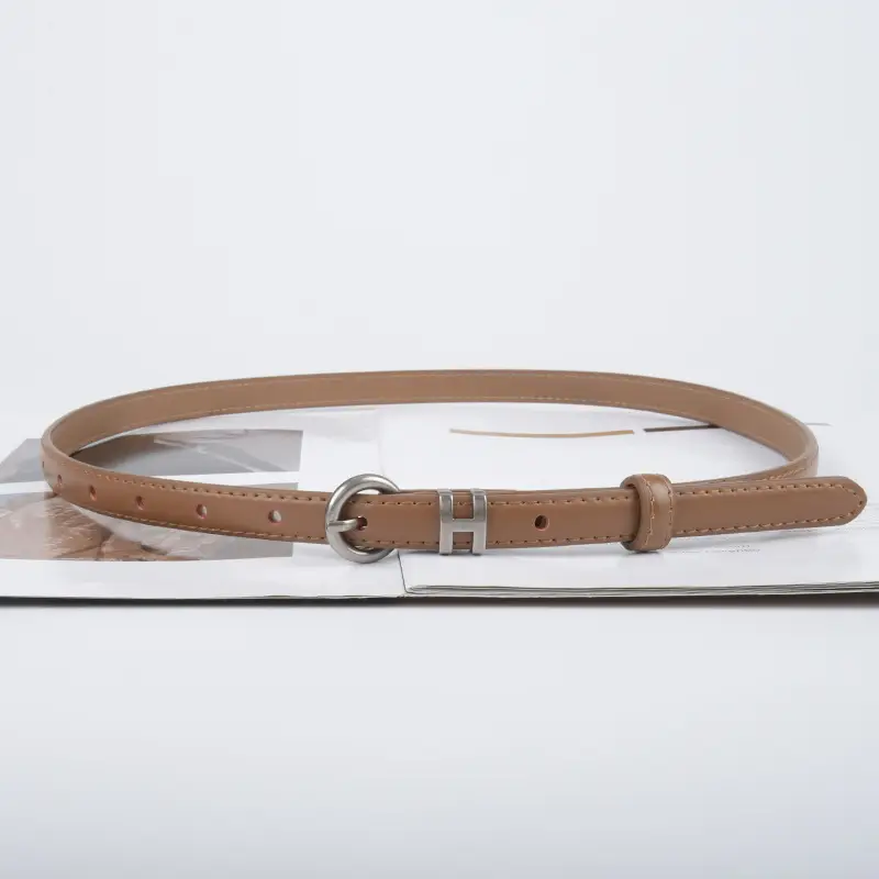 Thin Genuine Leather Belt for Women Light Blue - Image 15