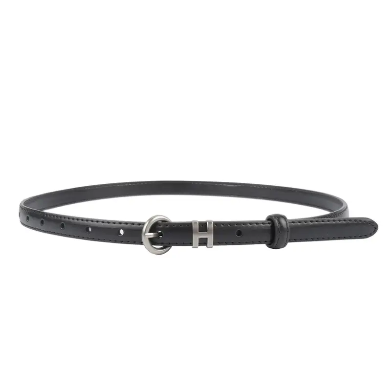 Thin Genuine Leather Belt for Women Light Blue - Image 16