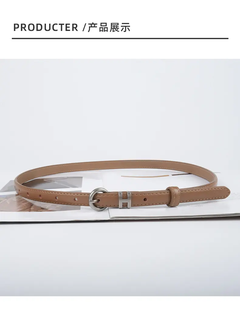 Thin Genuine Leather Belt for Women Light Blue β feature 10