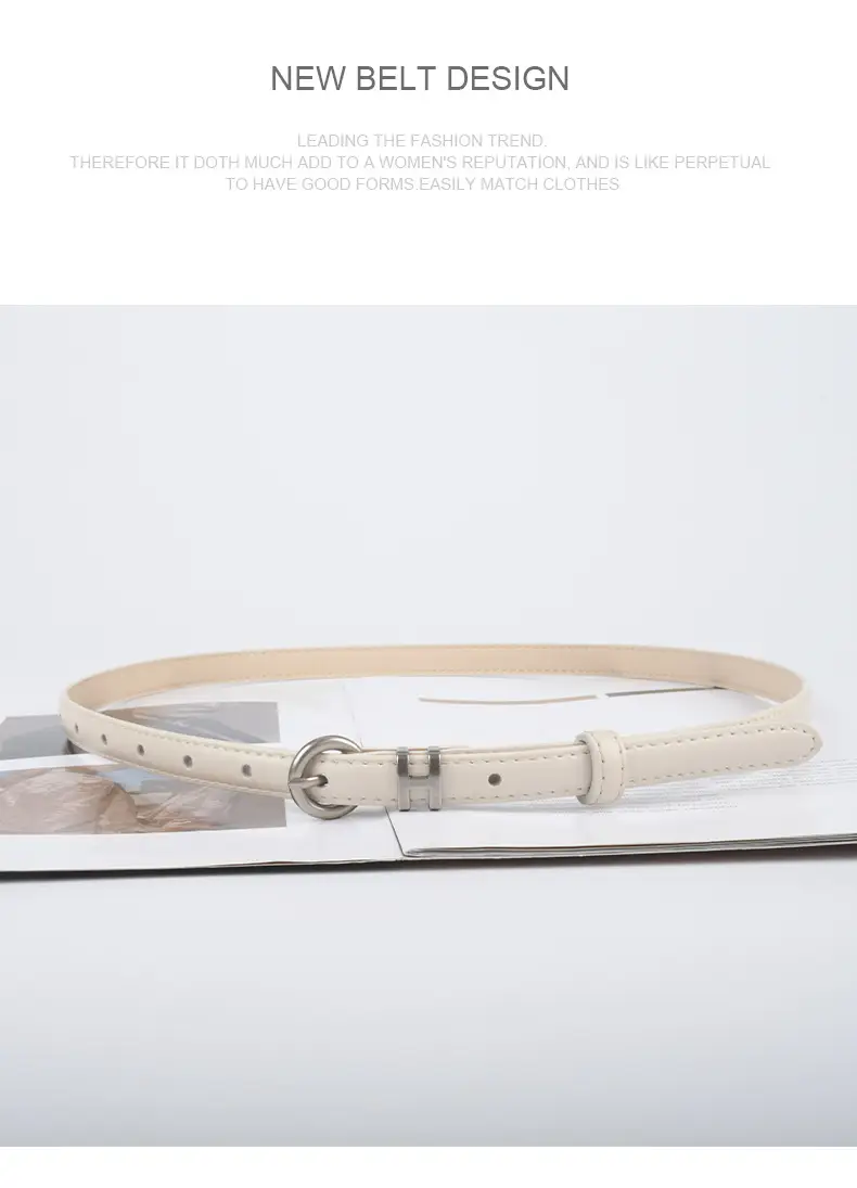 Thin Genuine Leather Belt for Women Light Blue β feature 12
