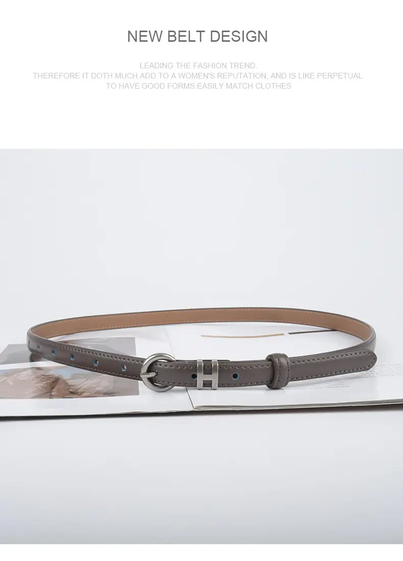 Thin Genuine Leather Belt for Women Light Blue β feature 13