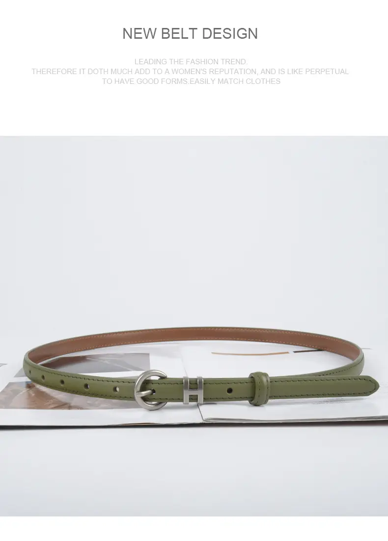 Thin Genuine Leather Belt for Women Light Blue β feature 14